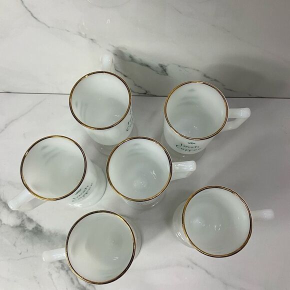 VINTAGE Irish Coffee Milk Glass Pedestal coffee mugs - Picture 4 of 7